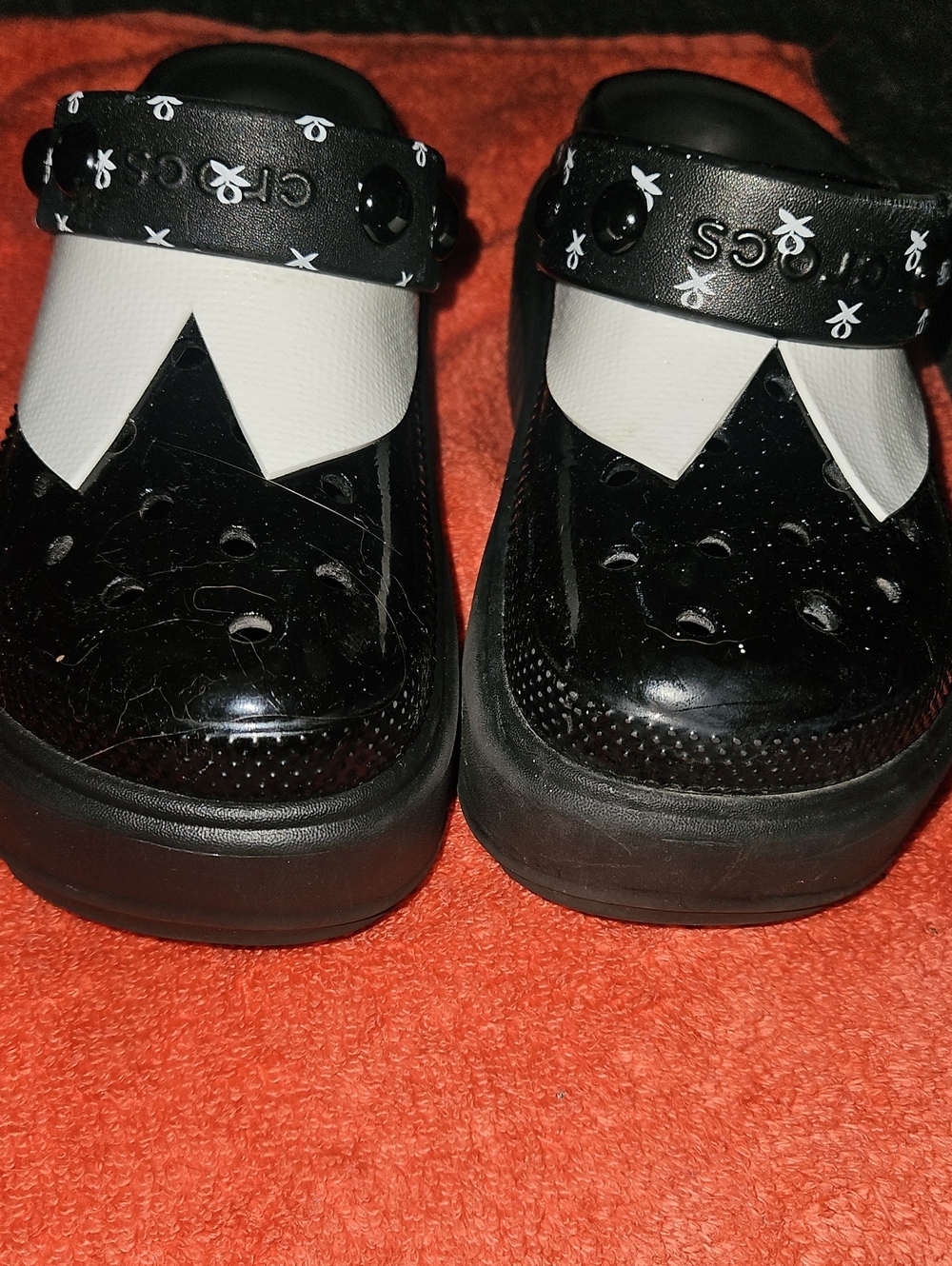 CROCS Black and White Wednesday Addams STOMP CLOGS